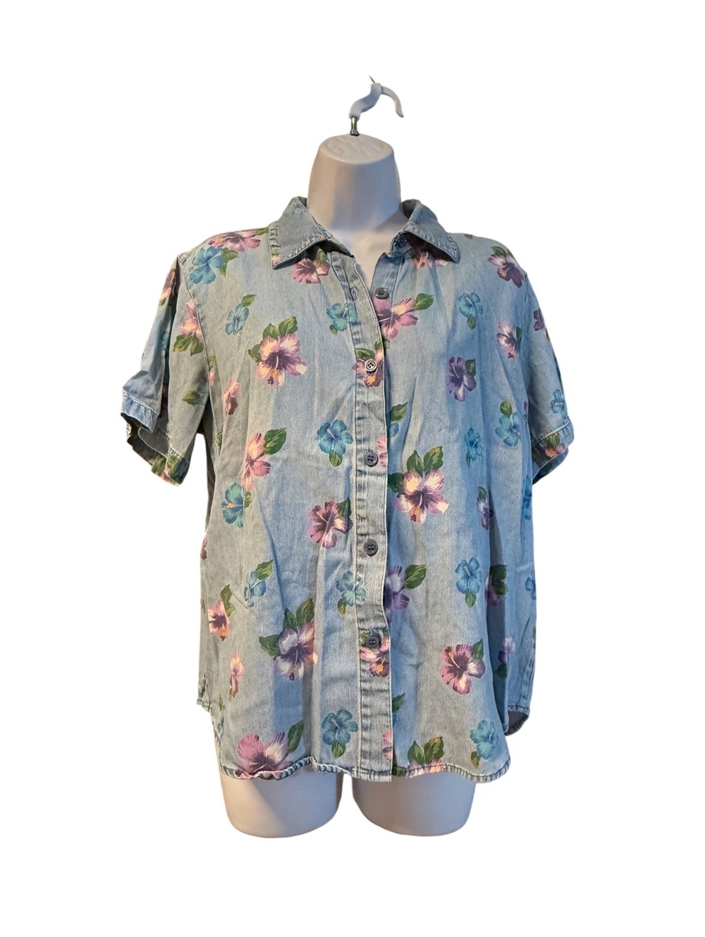Lemon Grass Floral Button-Up Shirt 100% Cotton